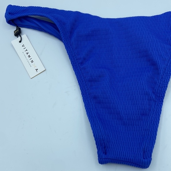 VITAMIN A California High Leg Cheeky Bikini Bottoms Size M/8 S/6 Royal Blue NEW! - Picture 14 of 16